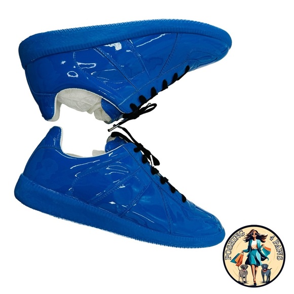 Maison Margiela Patent Leather Low Top Sneaker Dazzling Blue Size 40 NIB - Picture 11 of 13